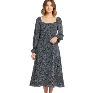 Mi Ami Francesca's Tabitha Navy Dotted Midi Dress Small